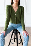 ROAM Perth Cable Cardigan with Rhinestone Buttons