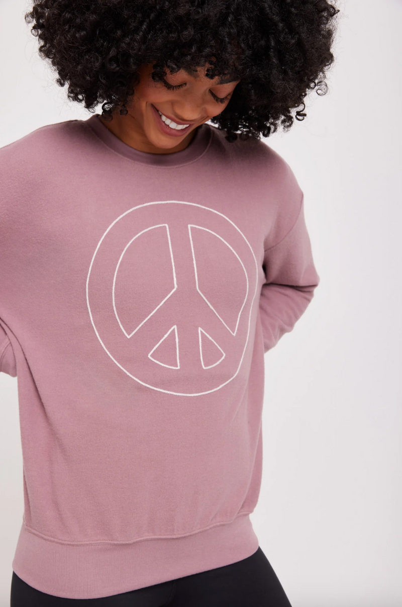 Spiritual Gangster Peace Relaxed Savasana Sweater in Dusty Fig
