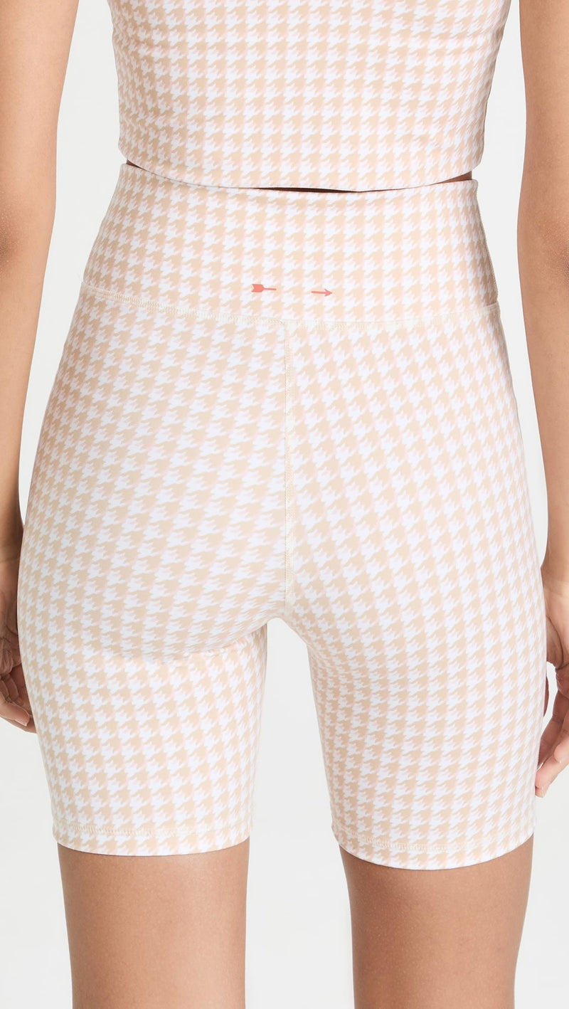 The Upside Houndstooth Dance Spin Shorts in Macadamia